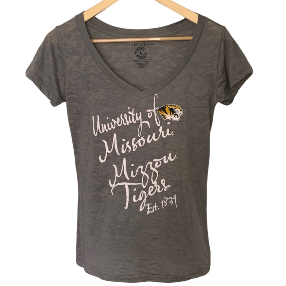 STEP AHEAD UNIVERSITY OF MISSOURI Mizzou Tigers Short Sleeve Shirt Women Large